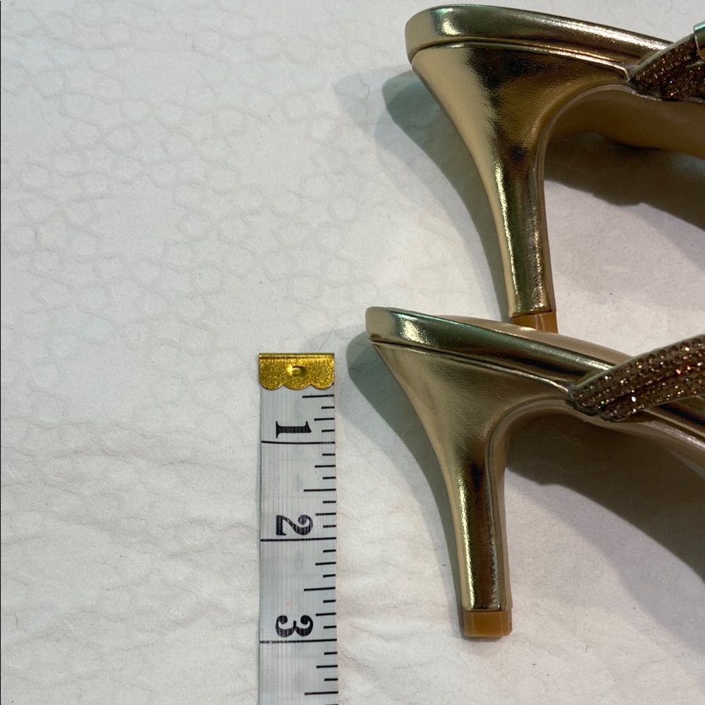 Gold Glitter Heels with Metallic Strap - Picture 2 of 6